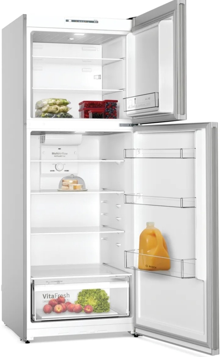 ثلاجه بوش 485 لتر صافي 453 لتر فريزر رأسي سيلفر اينوكس