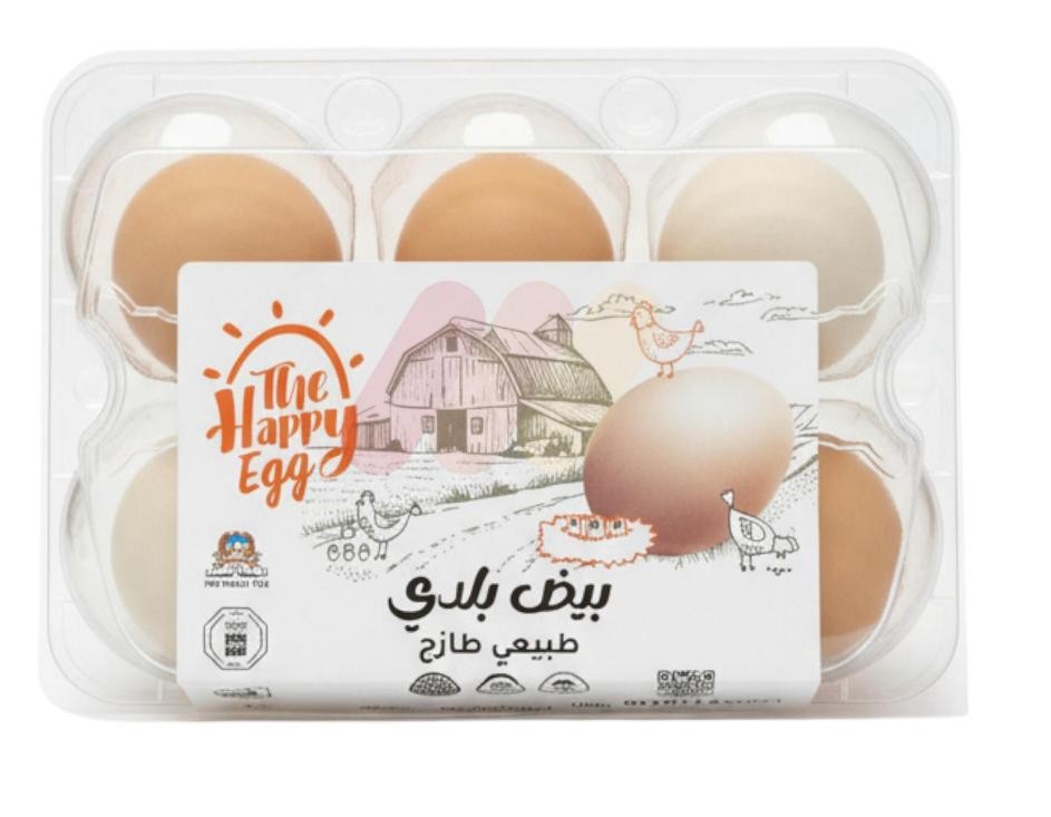 البيضه السعيده بيض بلدي طبيعي طازج 6 قطع