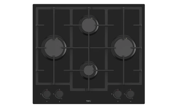 مسطح تيفا 4 شعله 60سم اسود جلاس كاست امان LN385