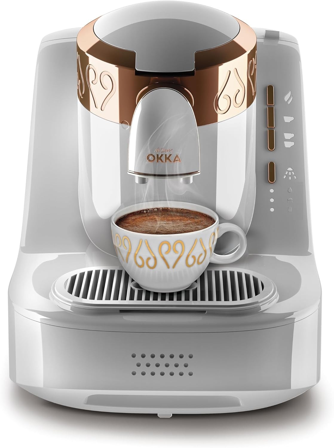 ماكينه قهوه اوكا تركي ابيض*نحاس OK001-WHITE/COPPER/C