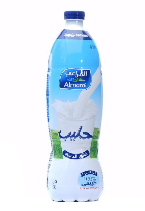 المراعي لبن خالي الدسم بلاستيك 1.5 لتر