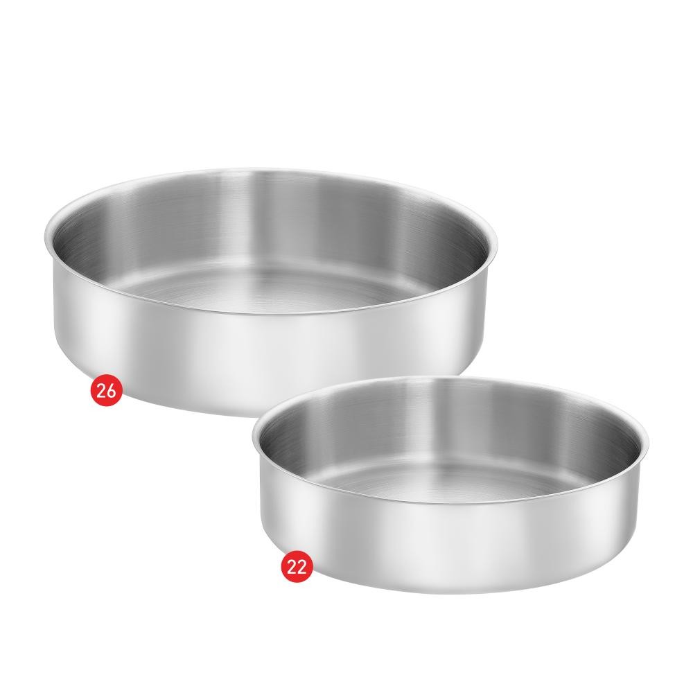 طقم طبق فرن دائري كلاسيك ستانلس ستيل مقاس 22و26سم 0330010830