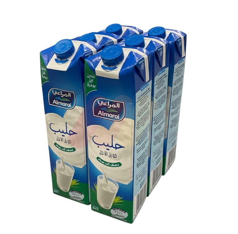 المراعي حليب نصف دسم 1 لتر علبه 12 قطعه