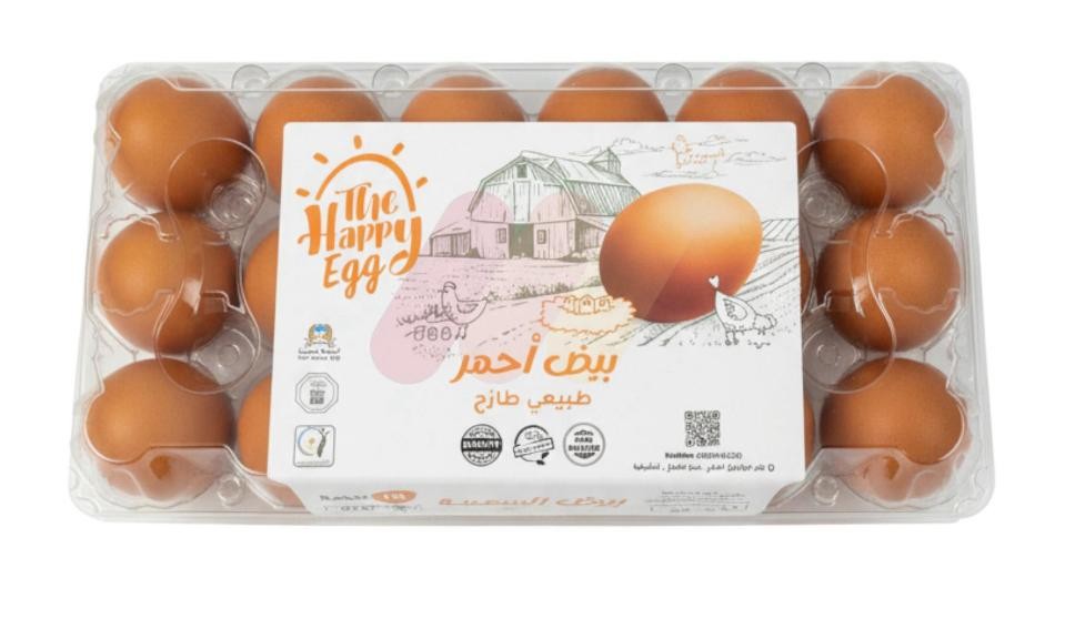 البيضه السعيده بيض احمر طبيعي طازج 18 قطعه