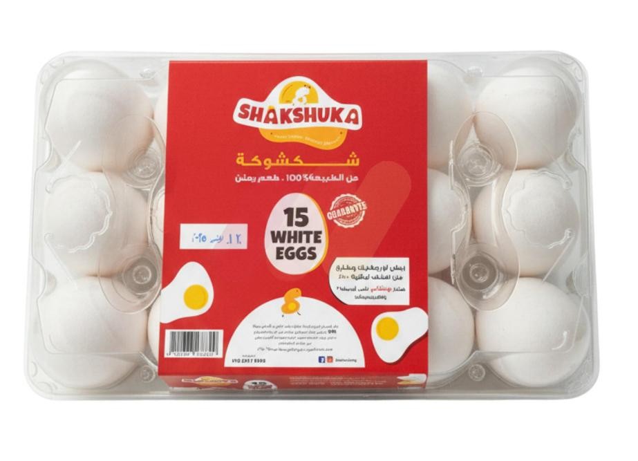 شكشوكه بيض ابيض بلاستيك 15 قطعه