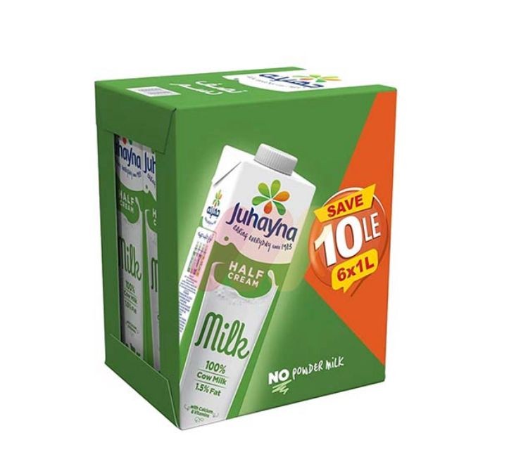 جهينه حليب نصف الدسم 1 لتر 6*1