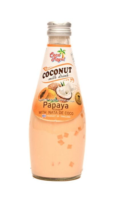 كوكو رويال مشروب لبن جوز الهند مع قطع جوز هند بنكهه بابايا